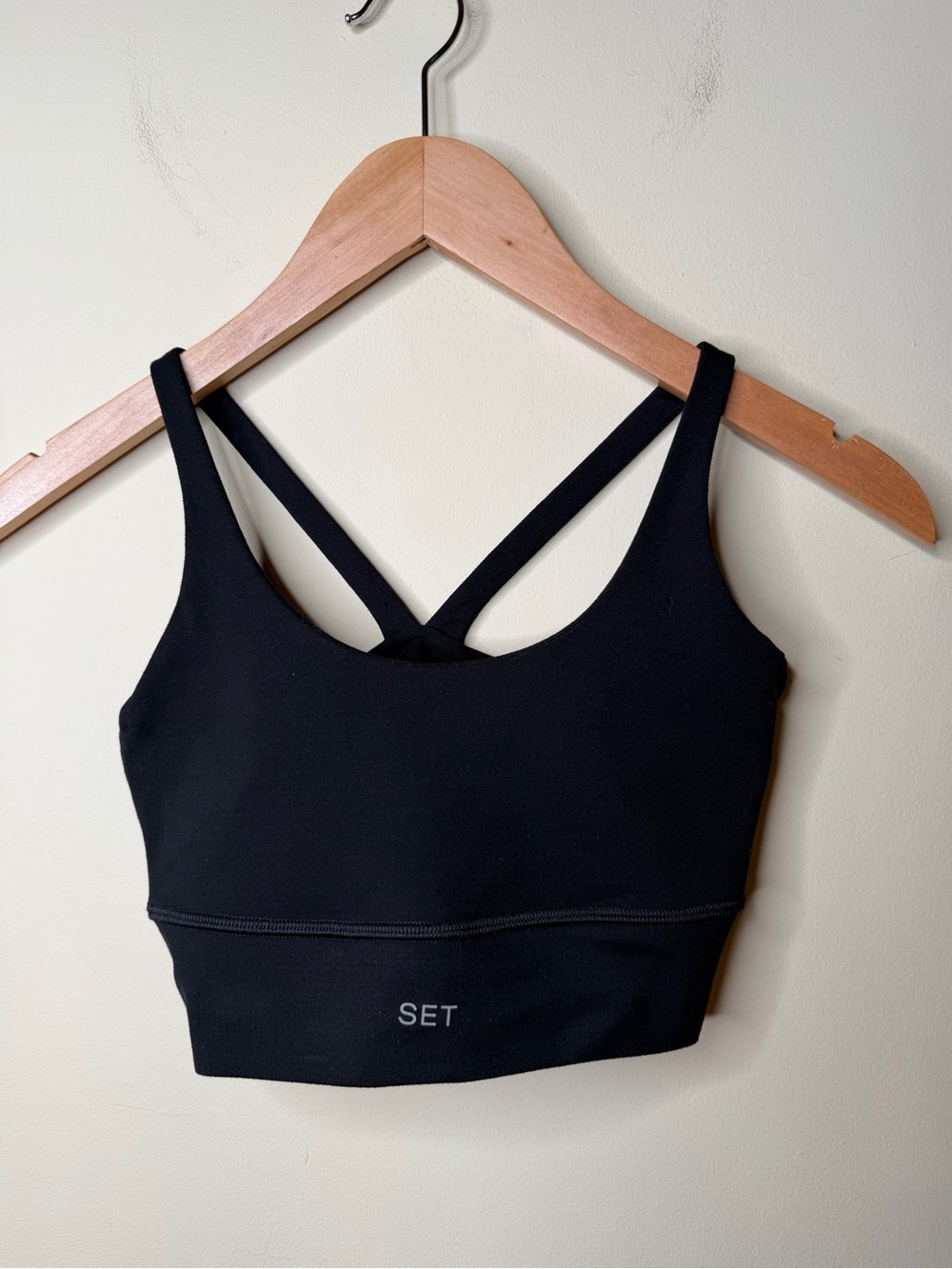 Set active women’s sports bra black logo size medium